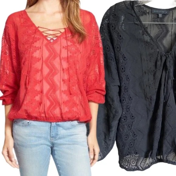 NWT Sanctuary Lace Peasant Blouse - Picture 2 of 12